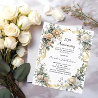 50th wedding anniversary gold floral invitation