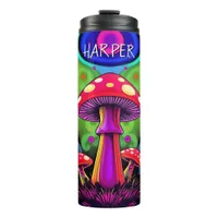 Psychedelic Vibrant Colorful Retro Mushrooms Thermal Tumbler