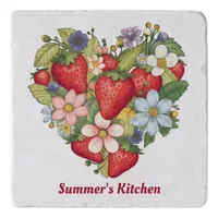 Cute Strawberries and Colorful Daisies Oversized Trivet