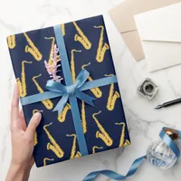 Saxophone Pattern Cool Saxophonist Wrapping Paper