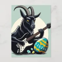 Black Goat Playing Easter Eggs Postcard