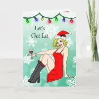 Dear Santa, Christmas Retro Pinup Gir  Card