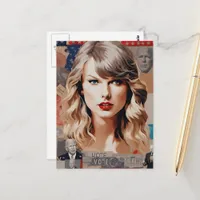 Beautiful Blond Woman Vote Collage Postcard