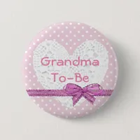 Grandma To Be Baby Shower Pink and White Button