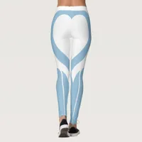 Sexy Pastel Blue White Heart Butt Gym Activewear Leggings