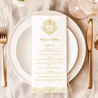 Vintage Regency Monogram Crest Wedding Elegant Menu