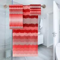 Modern striped design in various shades of red bath towel set