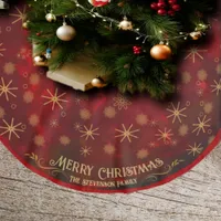 Merry Christmas  Red Snowflakes Pattern Brushed Polyester Tree Skirt