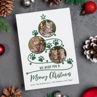 Meowy Christmas Cat Pet 3 Photo  Holiday Card