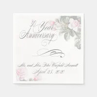 30 Year Anniversary Pink Roses Karen Napkins