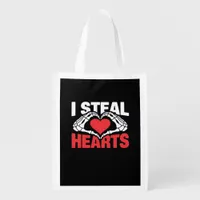 Steal Hearts Funny Valentine Skeleton Hands Style Grocery Bag