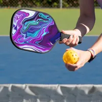 Purple, Blue and Teal Abstract Modern Art    Pickleball Paddle