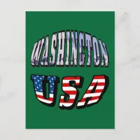 Washington State Picture and USA Flag Text Postcard