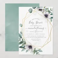 Pastel Eucalyptus Anemone Geometric Baby Shower Invitation