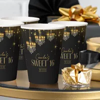 Old Hollywood Glam Chandelier Sweet 16 ID1108 Paper Cups
