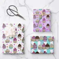 Whimsical Hand Drawn Birthday Cupcakes  Wrapping Paper Sheets