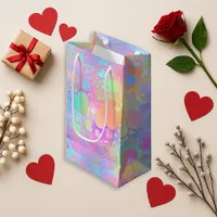 ridescent Pastel Heart Holographic Pattern Small Gift Bag