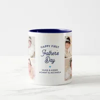 Happy First Father's Day 8 Photo Collage & Message Two-Tone Coffee Mug