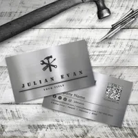 Professional Shiny Brushed Metal Handyman Tool Business Card