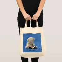 Teddy Bear Time to Read Blue Stuffed Animal Tote Bag