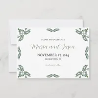 Mexican Talavera Green Floral Minimalist Wedding Save The Date
