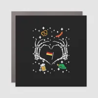 Oktoberfest Skeleton Hand Heart Flag German  Car Magnet