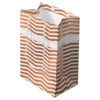 Modern Rose Gold Foil Chevron on White Corporate Medium Gift Bag