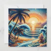 Mosaic Ai Art | Ocean Sunset and Palm Trees