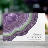 Agate Geode Glitter Wedding Violet ID647 Guest Book