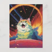 A Fluffy White Cat in Space Postcard