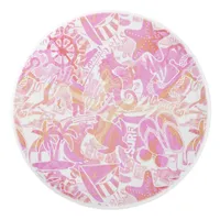 Nautical Beach Collage Hot Pink ID840 Ceramic Knob