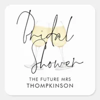 Wine Glasses Future Mrs Name Bridal Shower Square Sticker