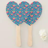 Multicolored Watercolor Hearts Set of Fans