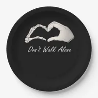 Don't Walk White Classic Skeleton Hands Hearts Paper Plates