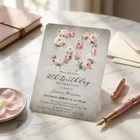 Watercolor Blush Pink Peony 50th Birthday Invitation