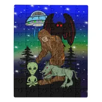 Cryptid Big Foot Alien Mothman UFO Chupacabra   Jigsaw Puzzle