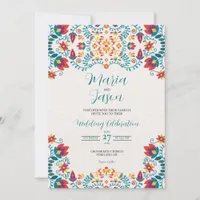 Mexican Fiesta Colorful Botanical Floral Wedding Invitation