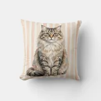 Watercolor Siberian Cat Accent Pillow