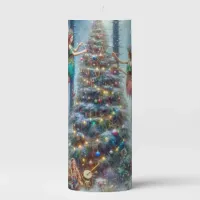 Magical Fairies and Elves Christmas Tree Pillar Candle