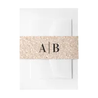 Faux Beige Glitter Wedding Monogram Invitation Belly Band