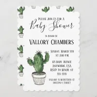 Potted Succulent Cactus Baby Shower Invitation