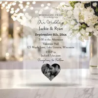 Heart Shaped Photo Translucent Wedding Acrylic Invitations