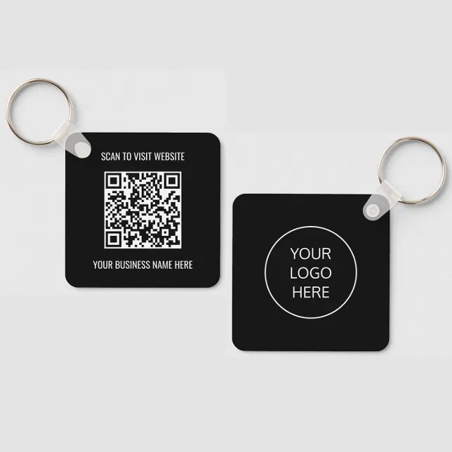 Logo QR Code Promotional Black Keychain