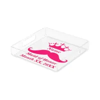 Maid of Honor Pink Mustache Acrylic Tray