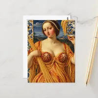 Lady in a dress made from Spaghetti  Postcard