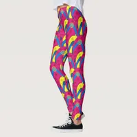 Chic Hot Pink Yellow Multiple Flip Flops Pattern Leggings