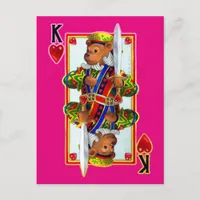 Teddy Bear King of Hearts Postcard