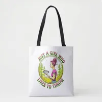 Just a Girl Who Likes to Throw | Disc Golf  Tote Bag