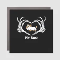My Boo Chihuahua Costume With Skeleton Heart Hands Car Magnet