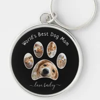 Cute Custom Pet Photo Collage World's Best Dog Mom Keychain